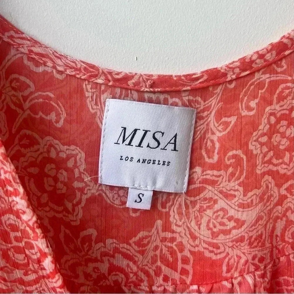 MISA Los Angeles Parisa Maxi Dress - Coral Pink White Floral Pattern - Size S - Picture 10 of 12